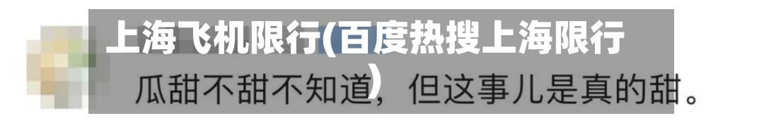 上海飞机限行(百度热搜上海限行)