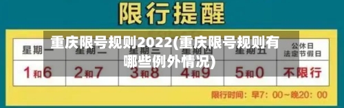 重庆限号规则2022(重庆限号规则有哪些例外情况)-第3张图片