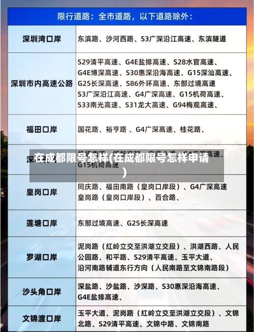 在成都限号怎样(在成都限号怎样申请)