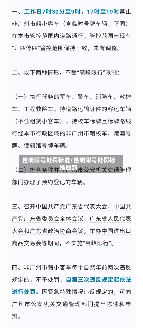 昆明限号处罚标准/昆明限号处罚标准最新